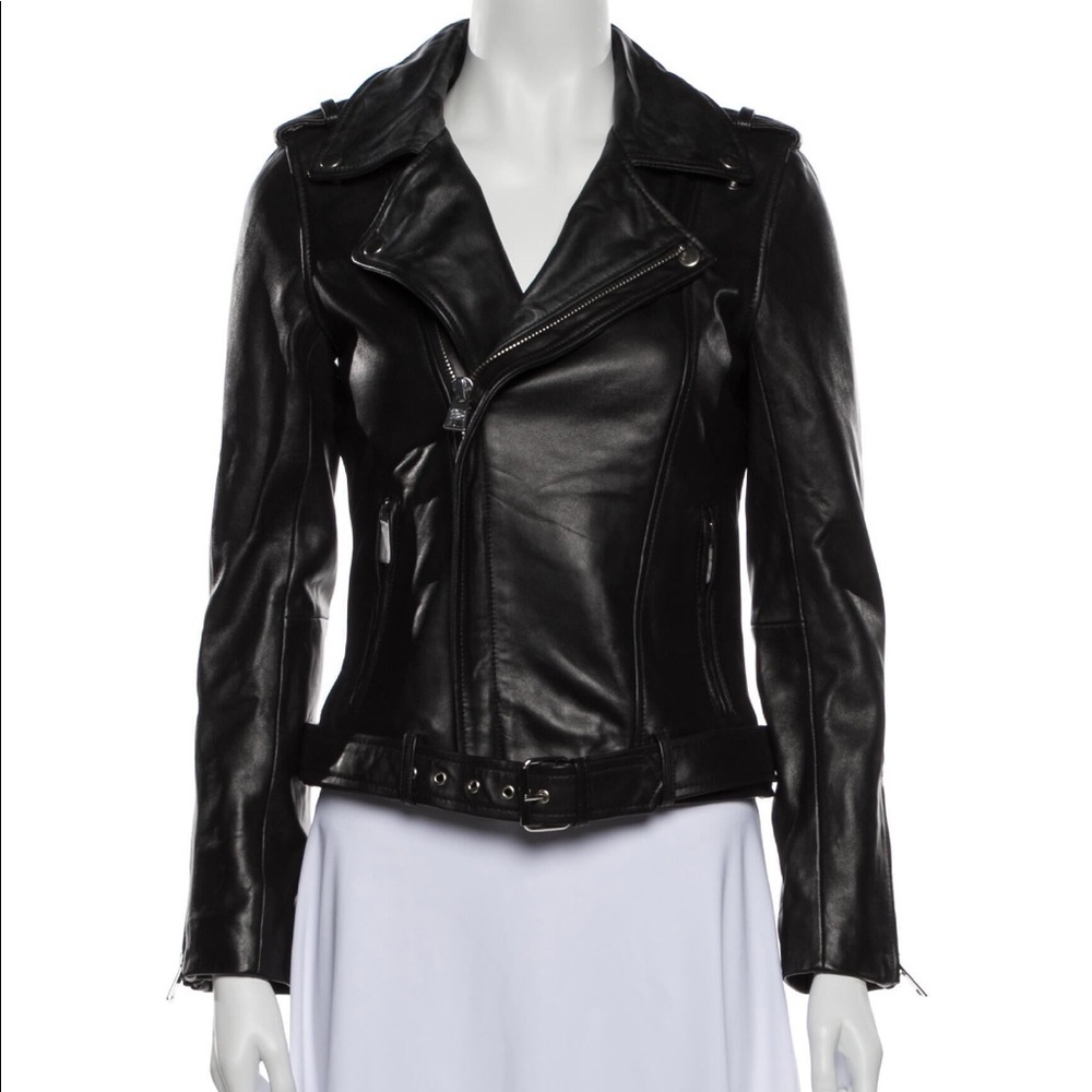 MAJE Bocelui Leather Biker Jacket with Belt Size M - Picture 2 of 16